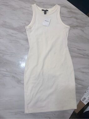 Forever 21 Cream Ribbed Sleeveless Mini Dress